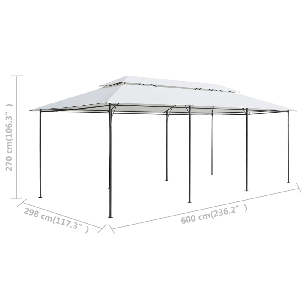 vidaXL Altana z zasłonami, 600x298x270 cm, biała, 180 g/m²