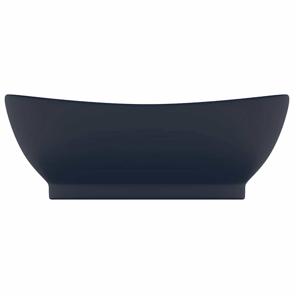 vidaXL Owalna umywalka z przelewem, matowy granat, 58,5x39cm, ceramika