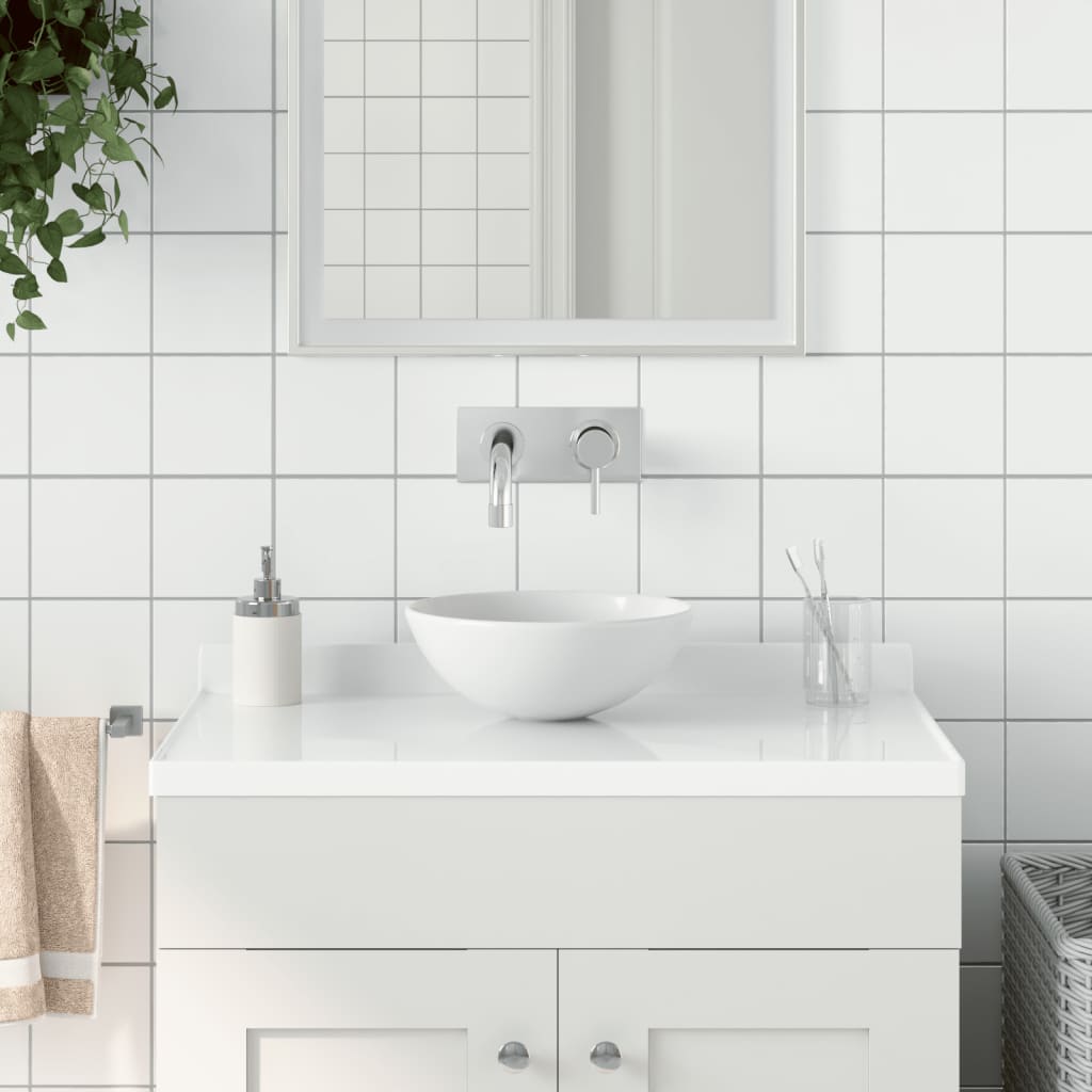 vidaXL Umywalka łazienkowa, ceramiczna, matowa biel, okrągła