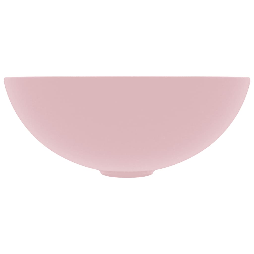 vidaXL Umywalka łazienkowa, ceramiczna, matowy róż, okrągła