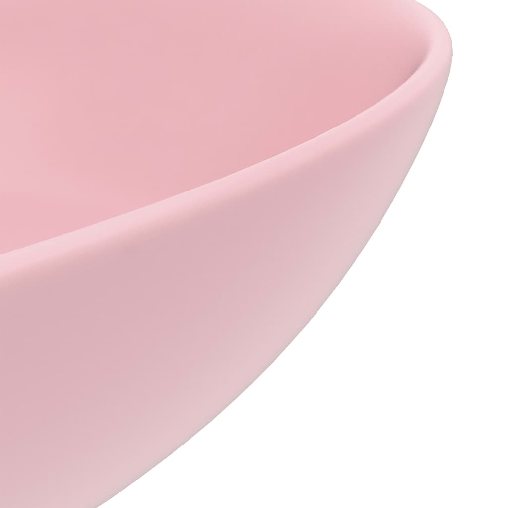 vidaXL Umywalka łazienkowa, ceramiczna, matowy róż, okrągła