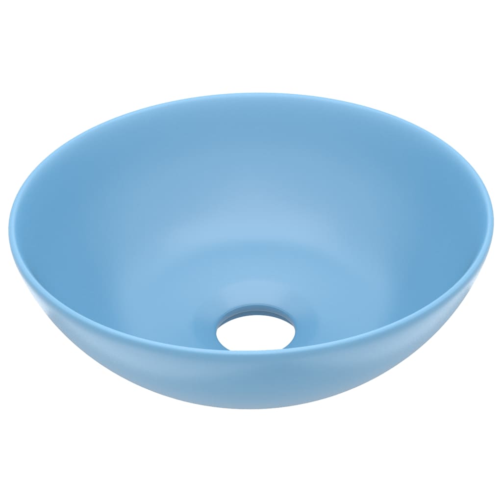 vidaXL Umywalka łazienkowa, ceramiczna, jasnoniebieska, okrągła
