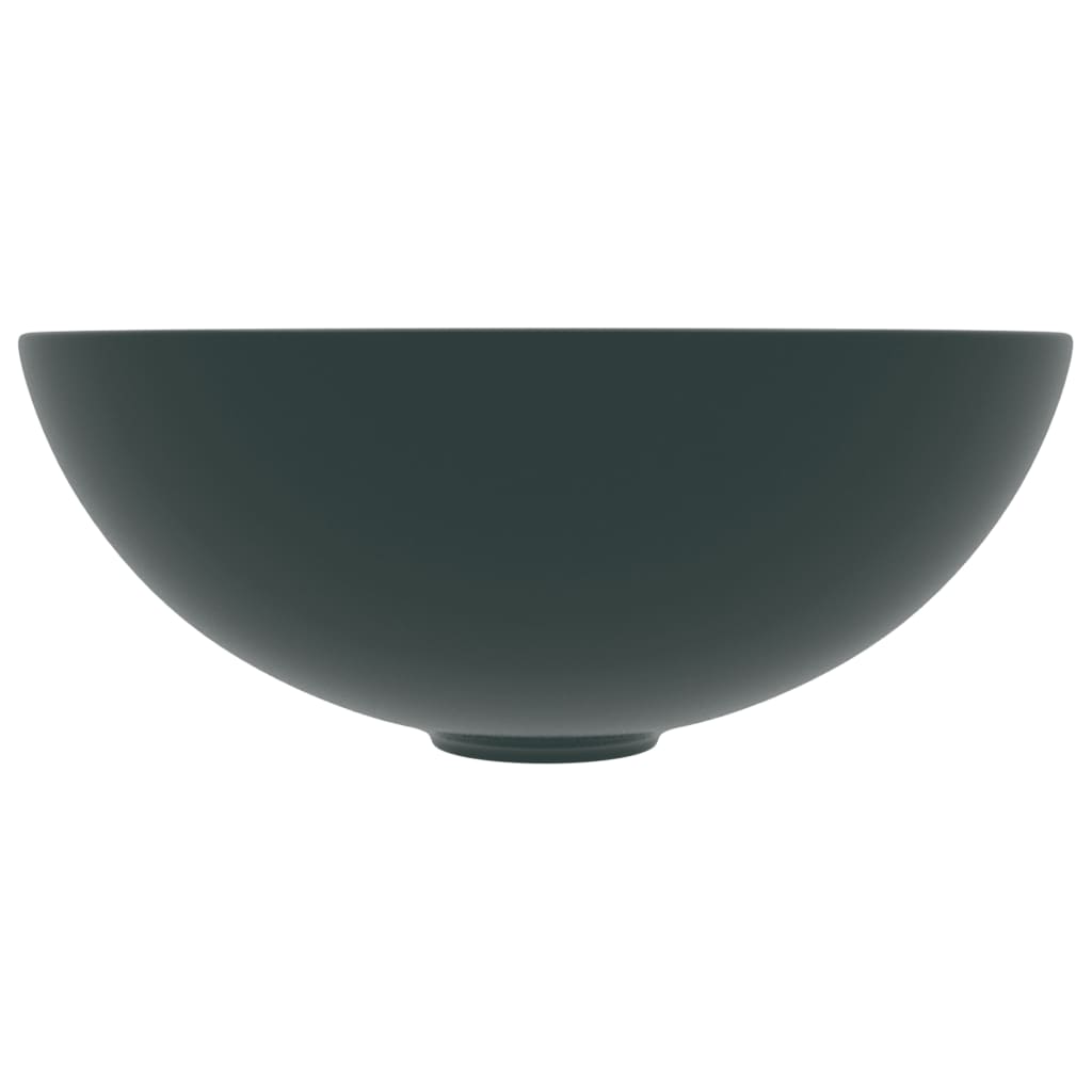 vidaXL Umywalka łazienkowa, ceramiczna, ciemnozielona, okrągła