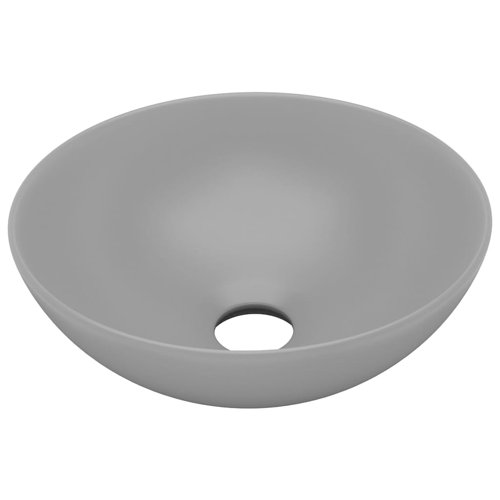 vidaXL Umywalka łazienkowa, ceramiczna, jasnoszara, okrągła