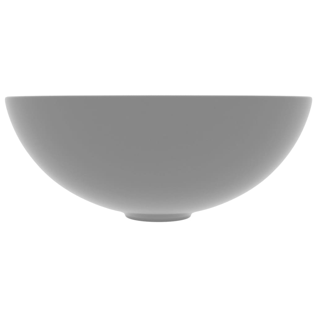 vidaXL Umywalka łazienkowa, ceramiczna, jasnoszara, okrągła