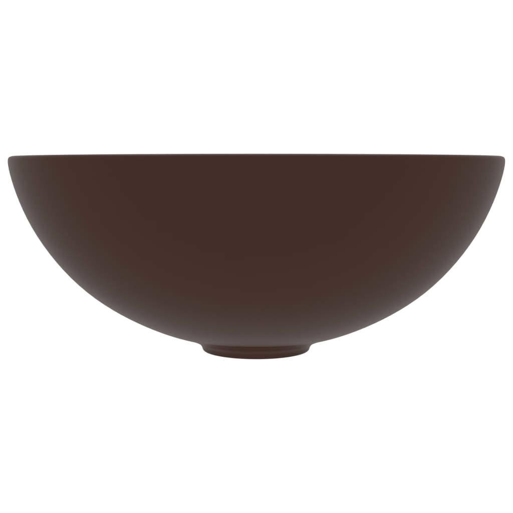 vidaXL Umywalka łazienkowa, ceramiczna, ciemnobrązowa, okrągła