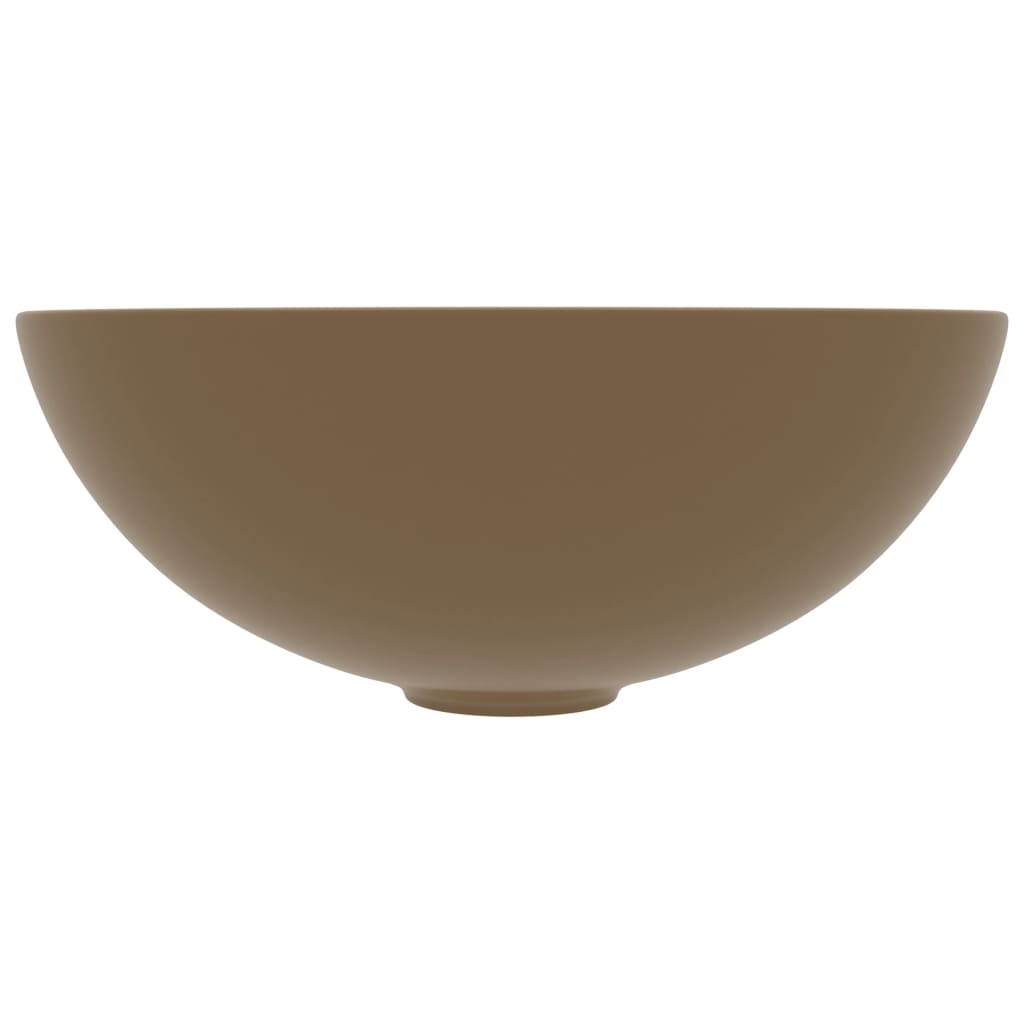 vidaXL Umywalka łazienkowa, ceramiczna, matowa kremowa, okrągła
