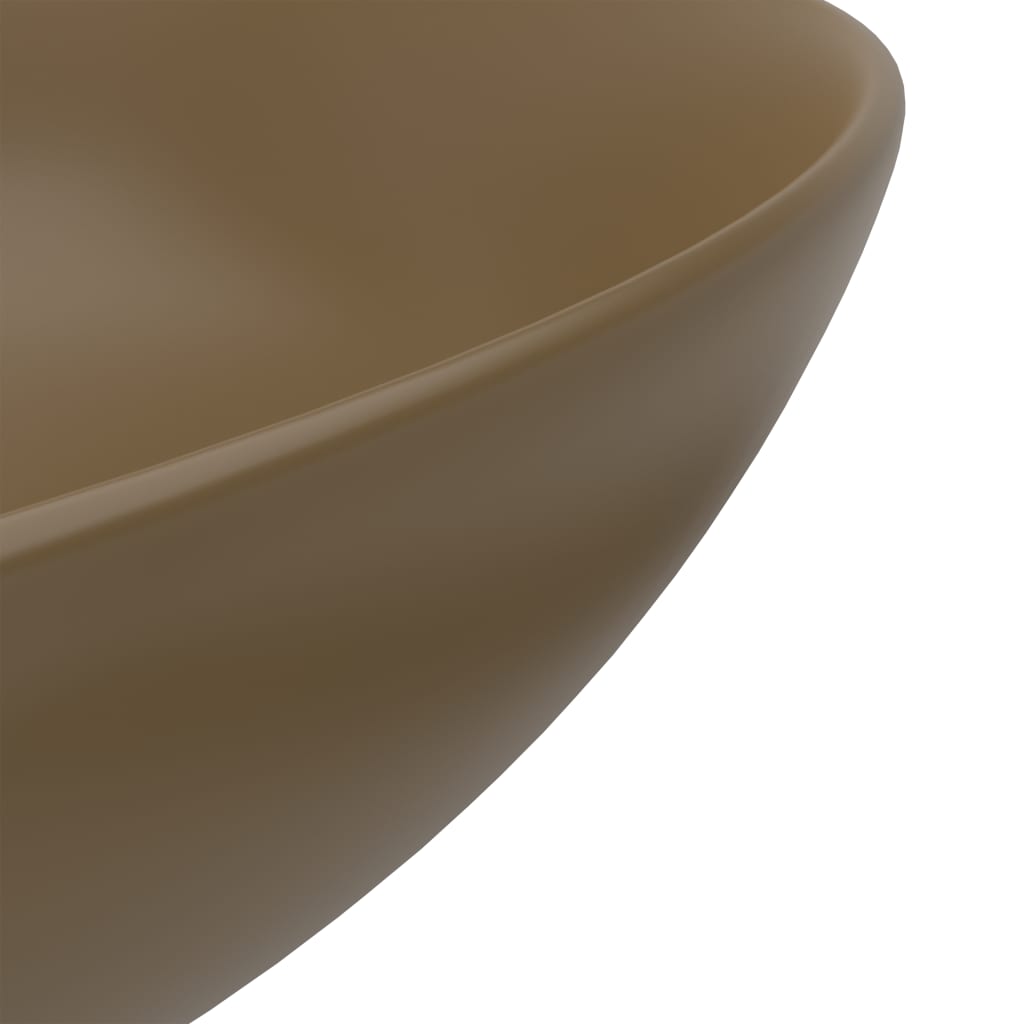 vidaXL Umywalka łazienkowa, ceramiczna, matowa kremowa, okrągła