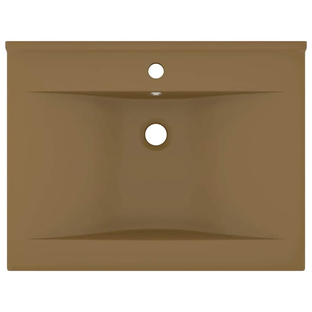 vidaXL Umywalka z otworem na kran, kremowa matowa, 60x46 cm, ceramika