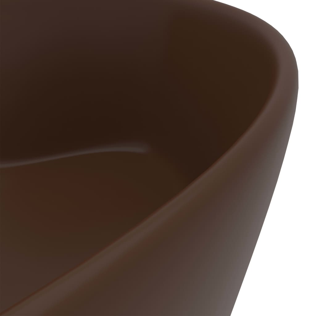 vidaXL Umywalka z przelewem, matowy ciemny brąz, 36x13cm, ceramiczna