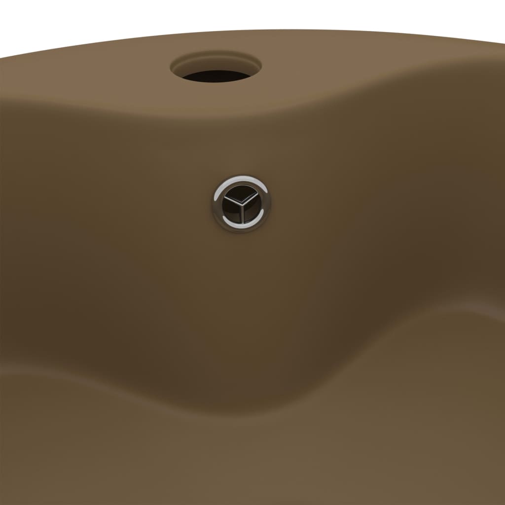 vidaXL Umywalka z przelewem, kremowa matowa, 36x13 cm, ceramiczna