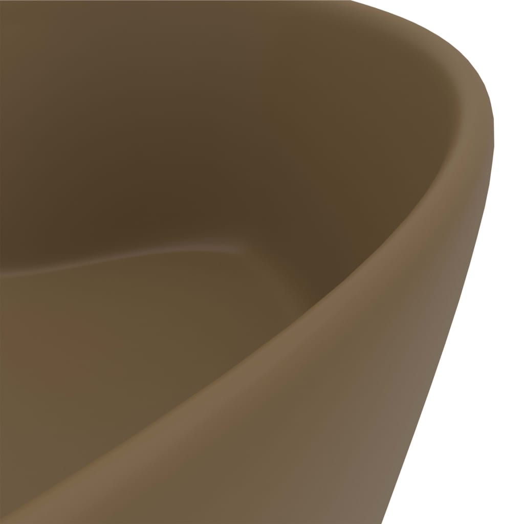 vidaXL Umywalka z przelewem, kremowa matowa, 36x13 cm, ceramiczna