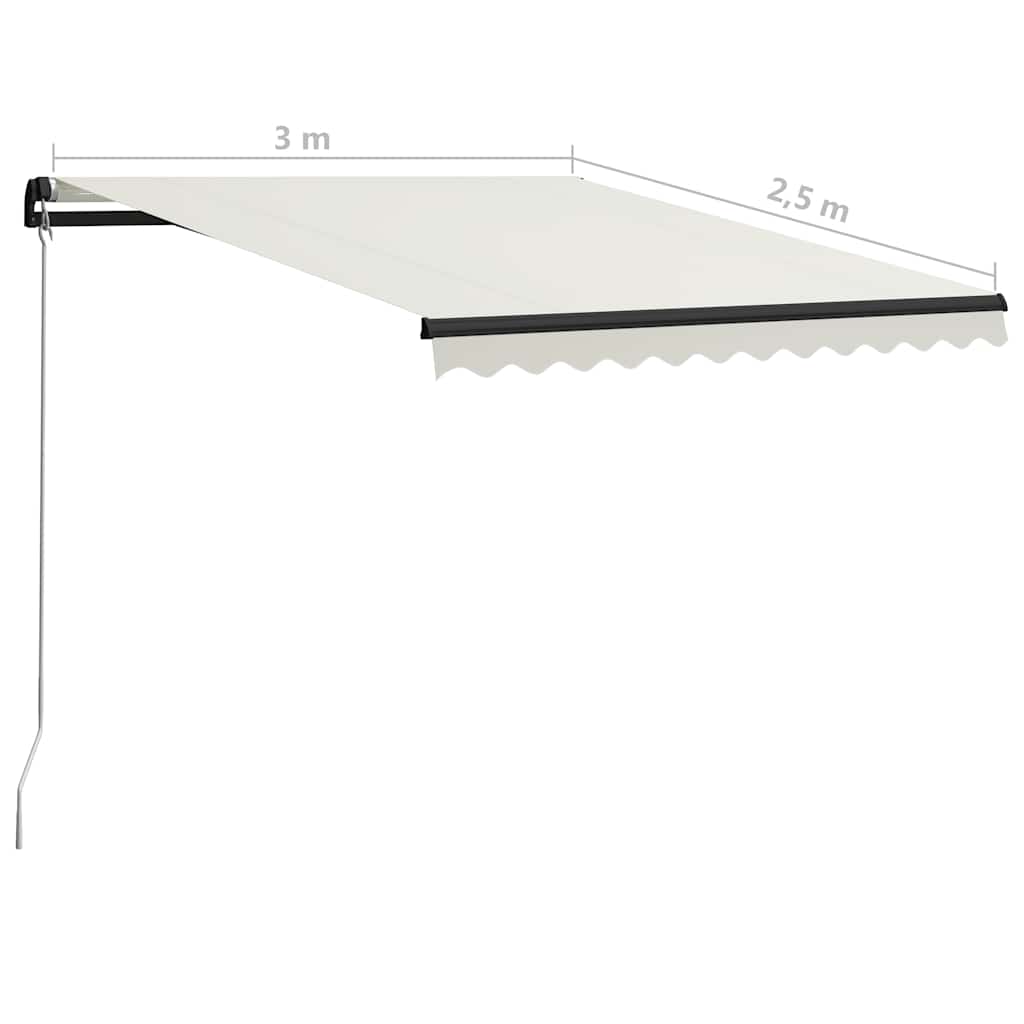 vidaXL Ręcznie zwijana markiza, 300 x 250 cm, kremowa