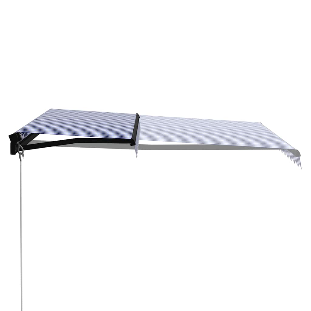 vidaXL Ręcznie zwijana markiza z LED, 300 x 250 cm, niebiesko-biała