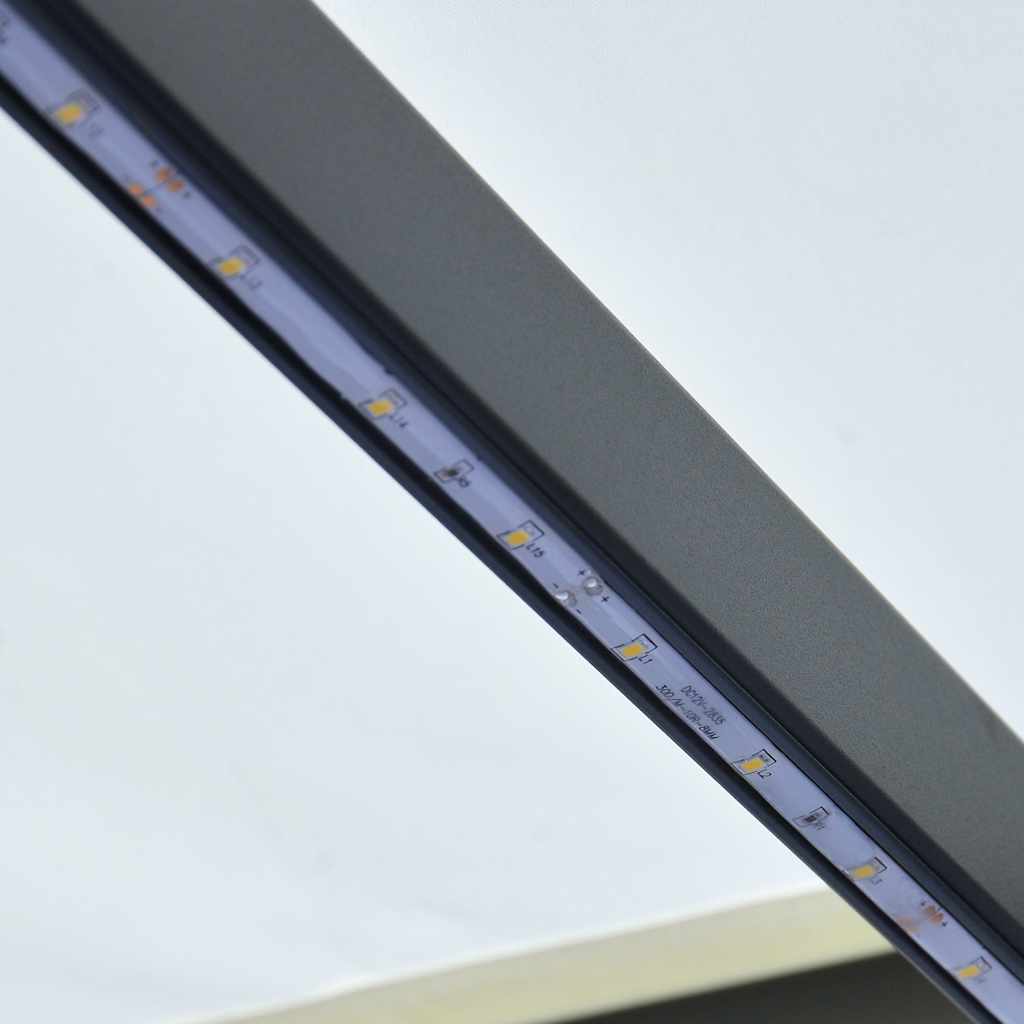 vidaXL Ręcznie zwijana markiza z LED, 300 x 250 cm, kremowa