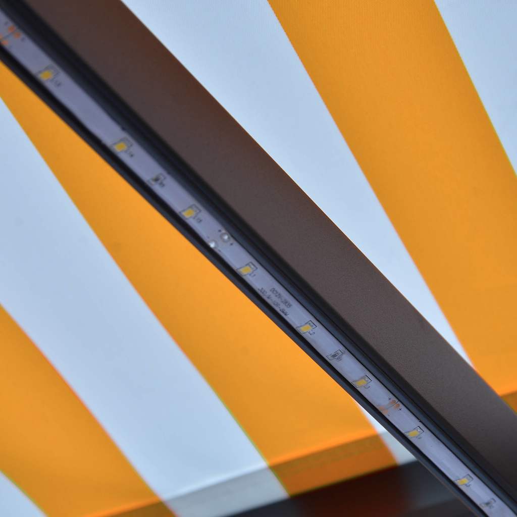vidaXL Ręcznie zwijana markiza z LED, 300 x 250 cm, żółto-biała