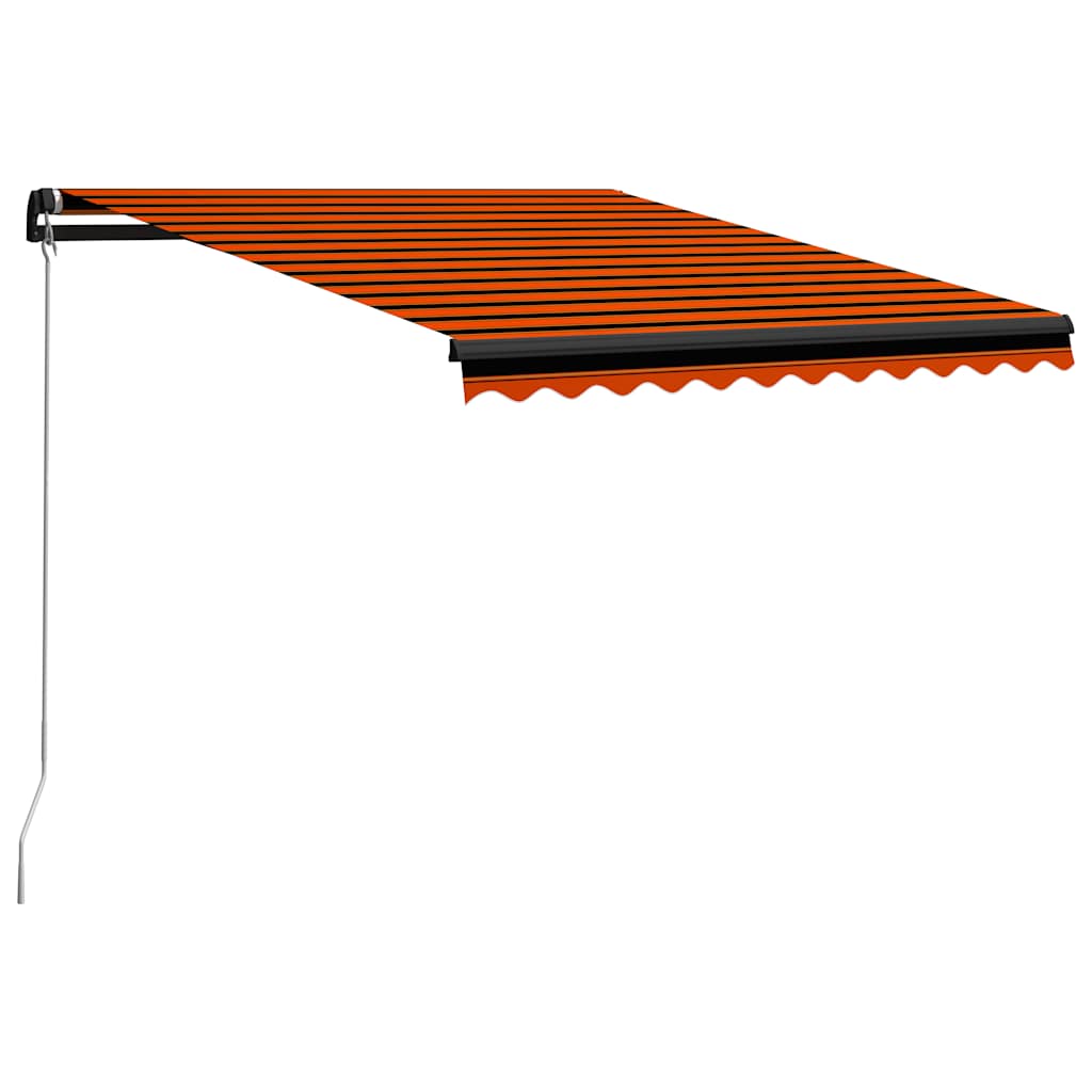 vidaXL Ręcznie zwijana markiza z LED 350x250 cm, pomarańczowo-brązowa