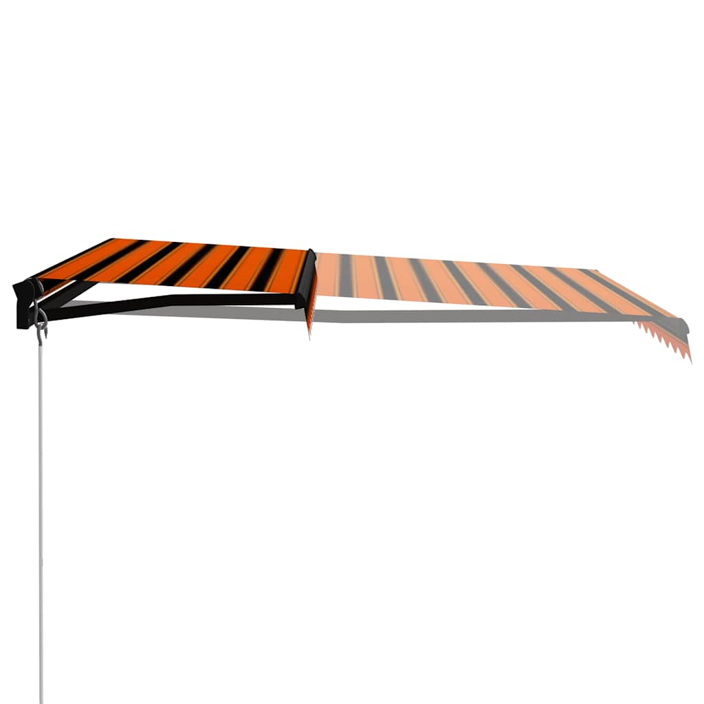 vidaXL Ręcznie zwijana markiza z LED 350x250 cm, pomarańczowo-brązowa
