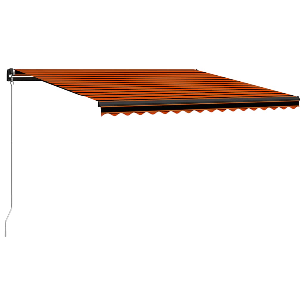 vidaXL Ręcznie zwijana markiza z LED, 450x300 cm, pomarańczowo-brązowa