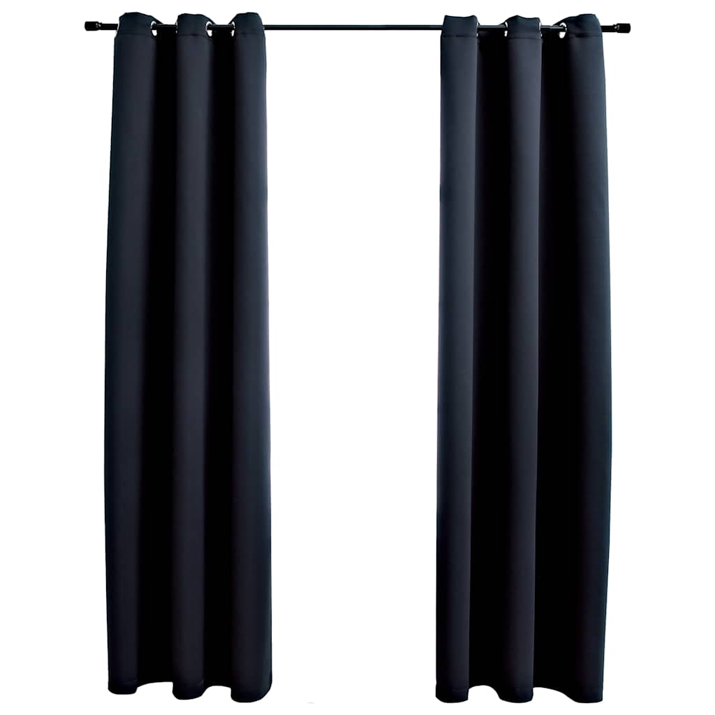 vidaXL Zasłony zaciemniające z kółkami 2 szt. Czarny 97x213 cm Tkanina