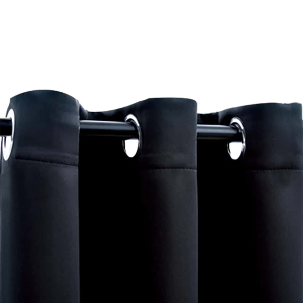 vidaXL Zasłony zaciemniające z kółkami 2 szt. Czarny 97x213 cm Tkanina