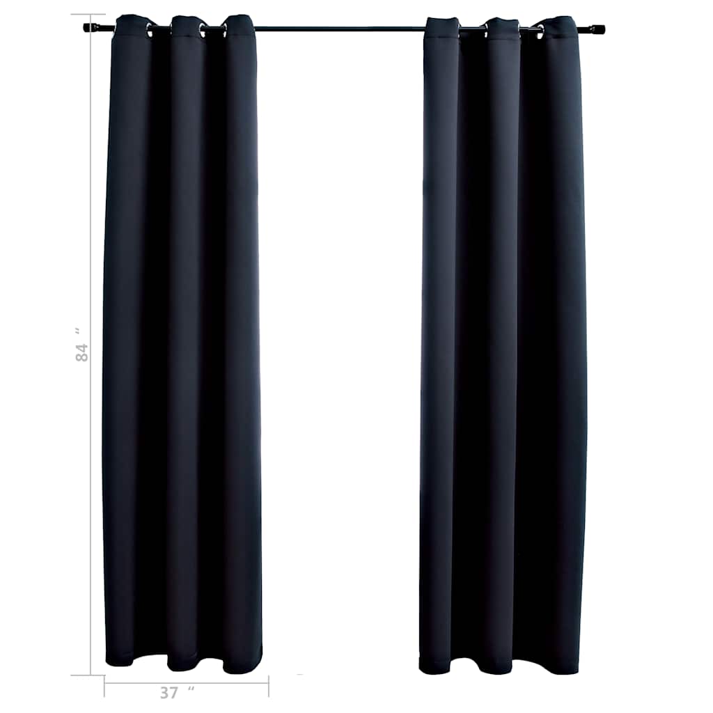 vidaXL Zasłony zaciemniające z kółkami 2 szt. Czarny 97x213 cm Tkanina