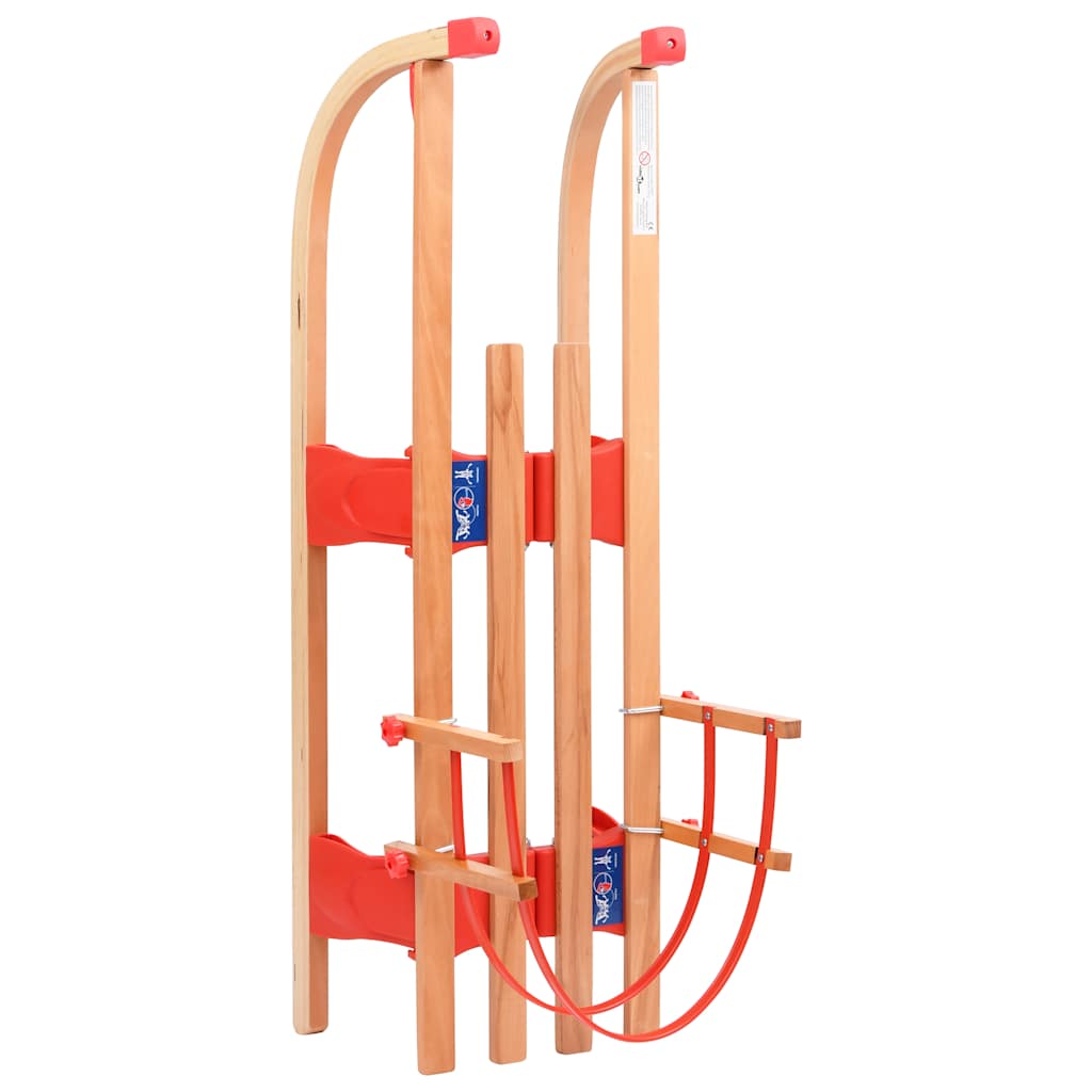 vidaXL Składane sanki z oparciem, 119 cm, drewniane