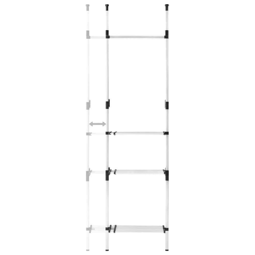 vidaXL Teleskopowy system z półką i drążkami do garderoby, aluminiowy