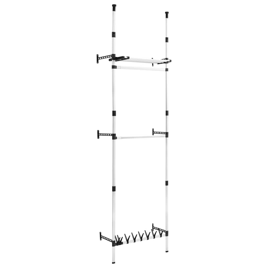 vidaXL Teleskopowy system do garderoby, z półką i drążkami, aluminiowy