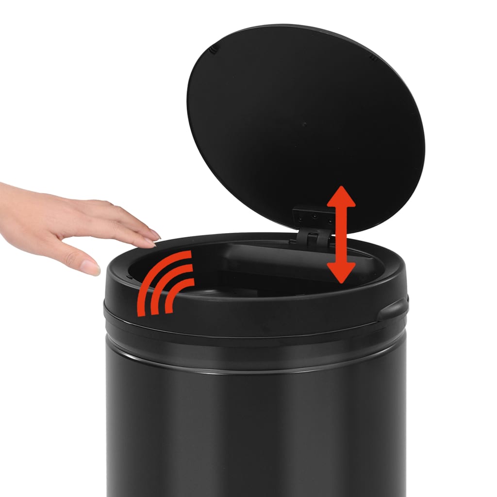 vidaXL Automatyczny kosz na śmieci z czujnikiem, 80 L, stal, czarny