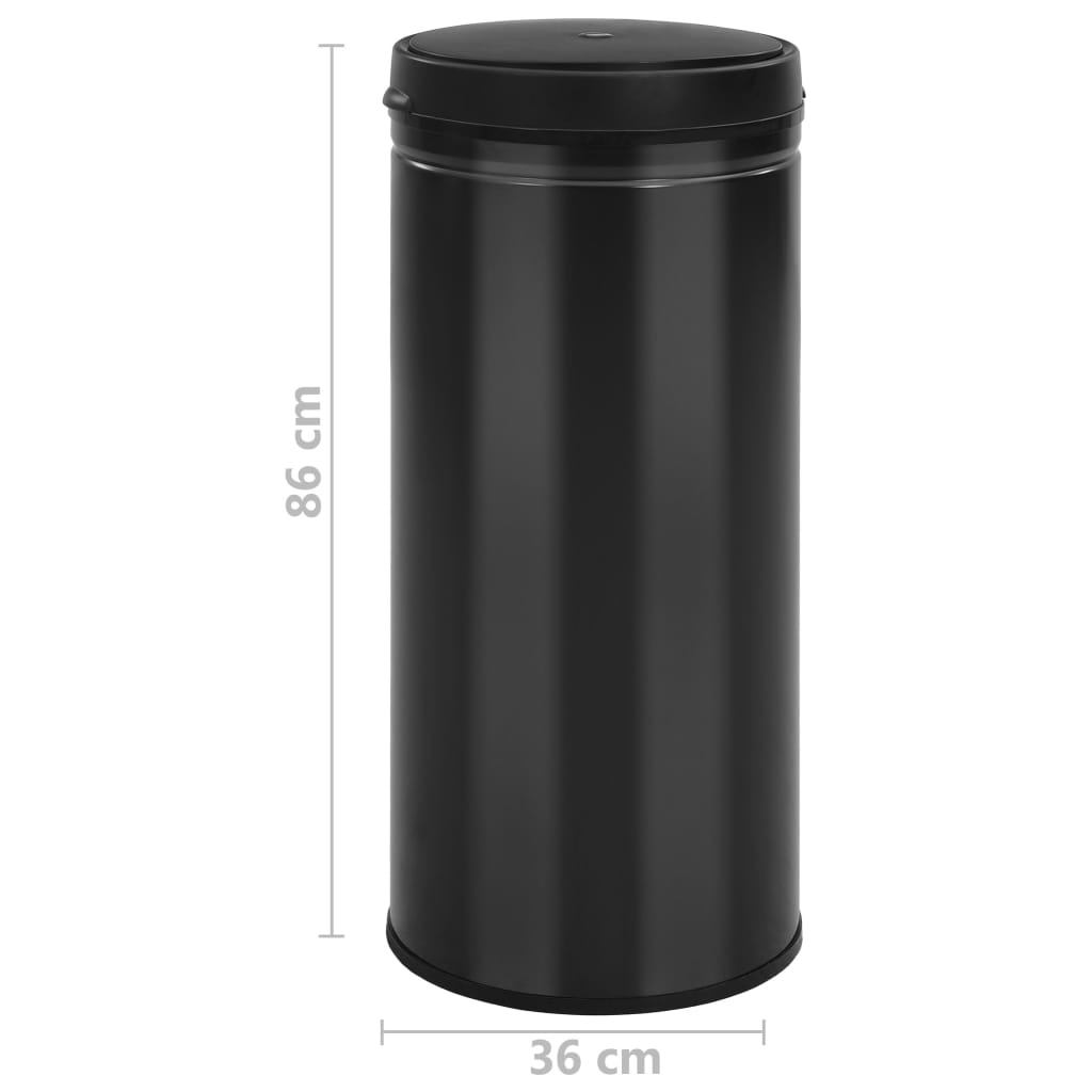 vidaXL Automatyczny kosz na śmieci z czujnikiem, 80 L, stal, czarny