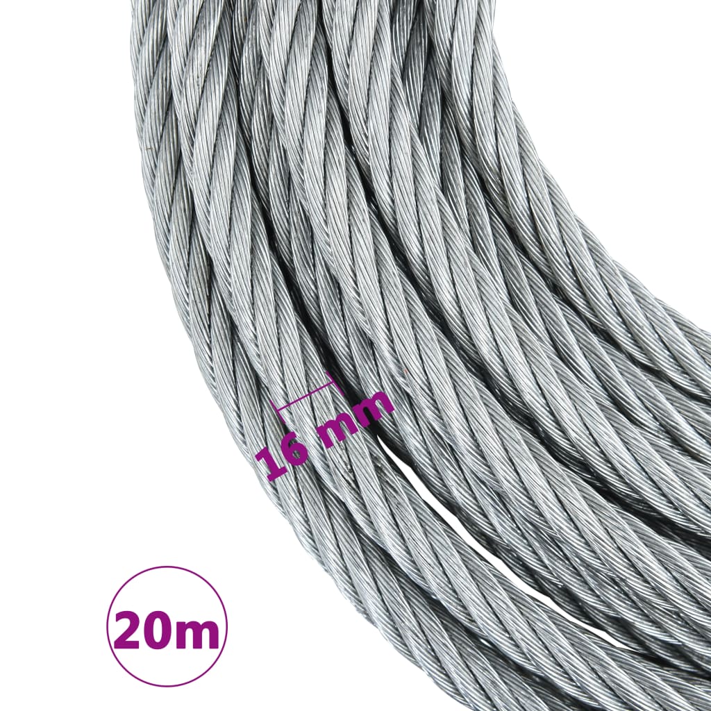 vidaXL Stalowa linka do wciągarki, 3200 kg, 20 m