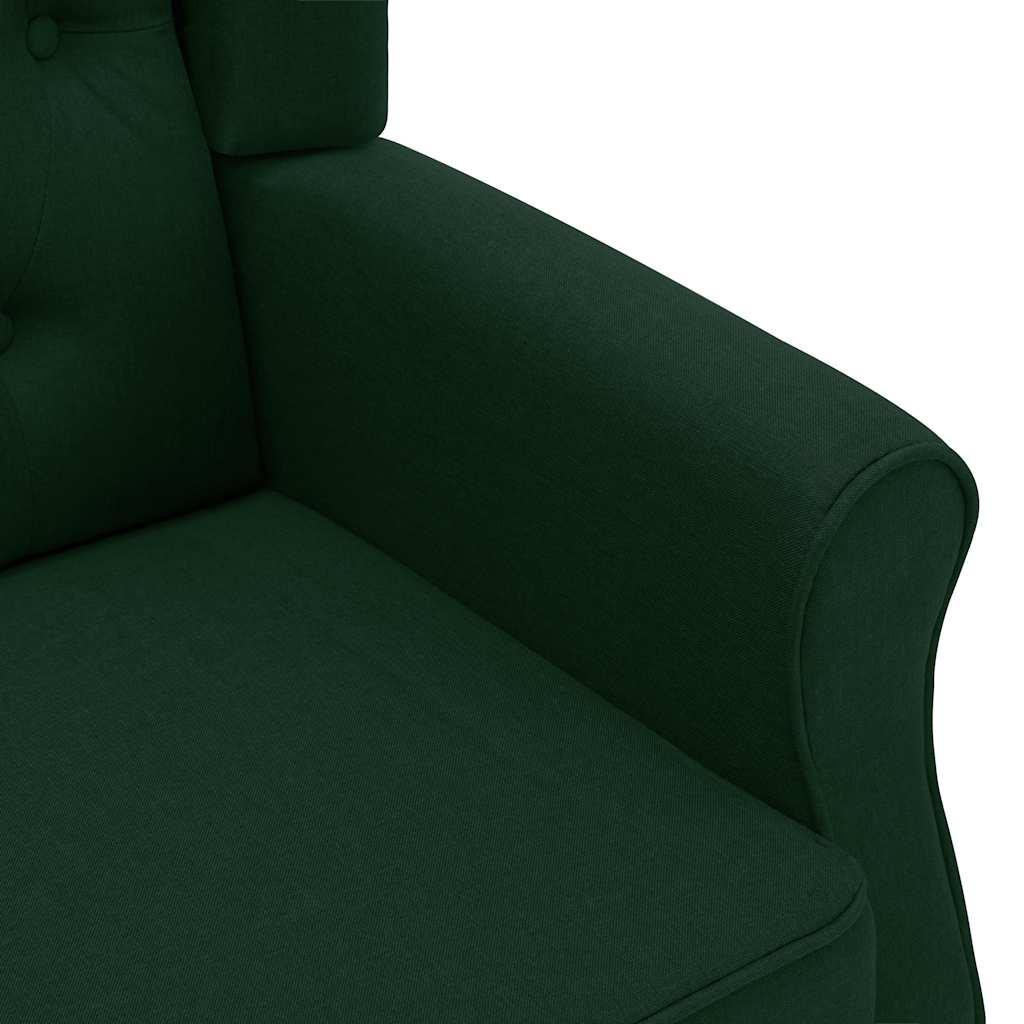 vidaXL Fotel masujący z podnóżkiem, ciemnozielony, obity tkaniną