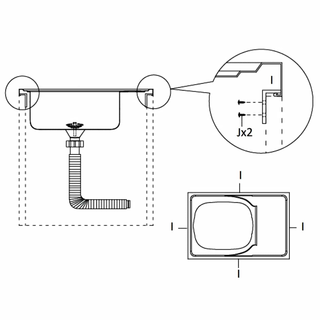 vidaXL Zlew kuchenny z ociekaczem, srebrny, 600x500x155 mm, stal