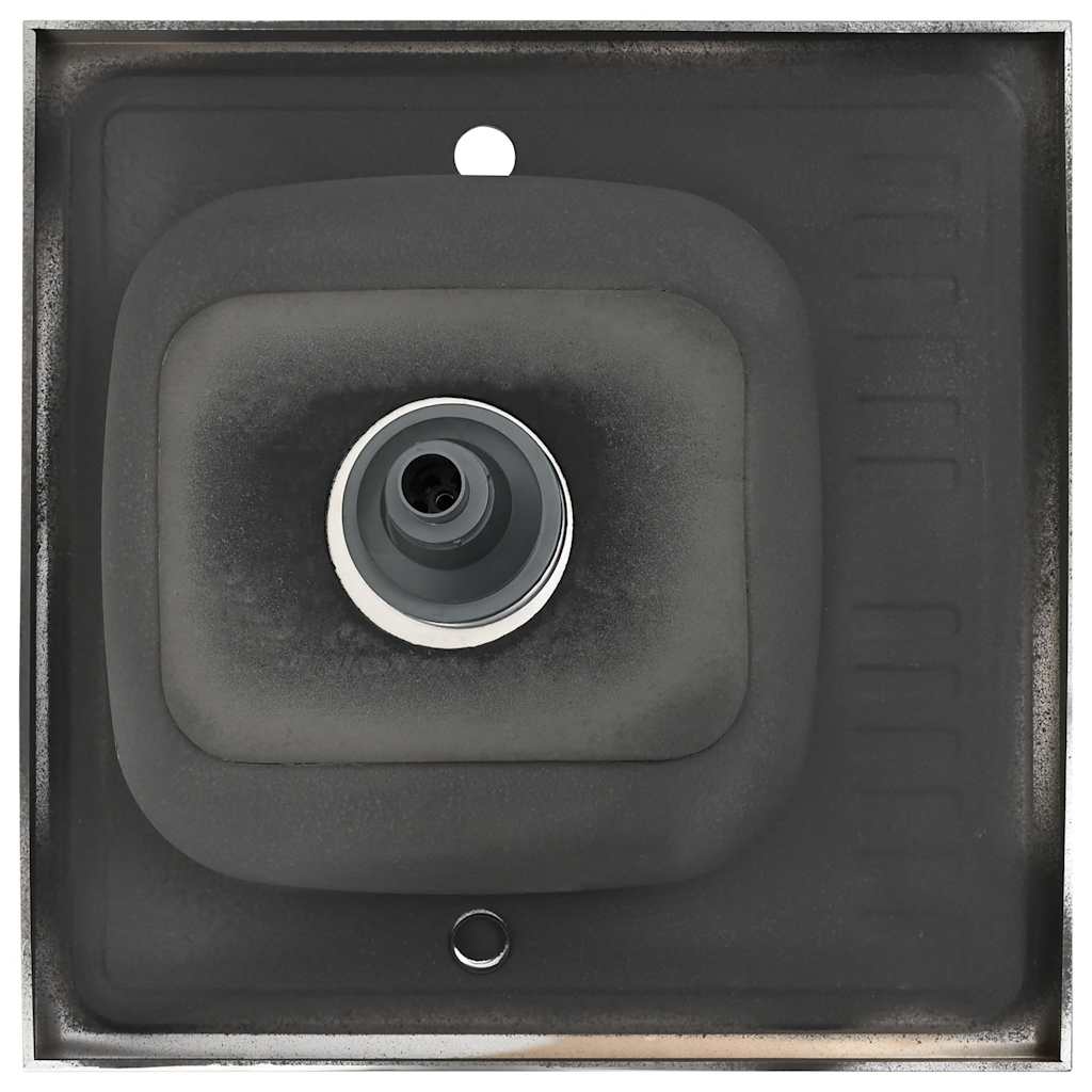 vidaXL Zlew kuchenny z ociekaczem, srebrny, 600x600x155 mm, stal