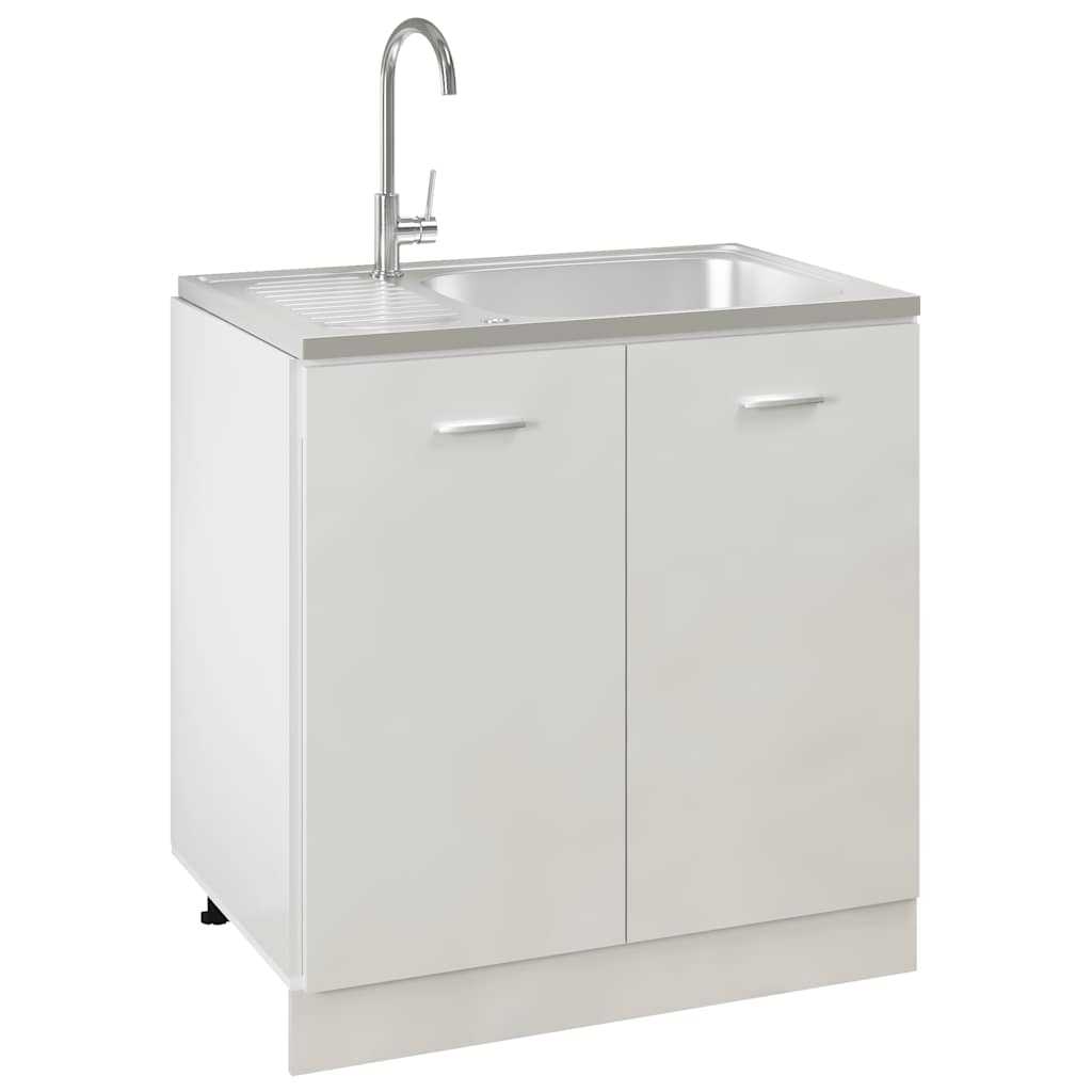 vidaXL Zlew kuchenny z ociekaczem, srebrny, 800x500x155 mm, stal