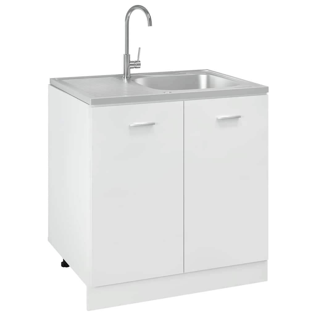 vidaXL Zlew kuchenny z ociekaczem, srebrny, 800x600x155 mm, stal