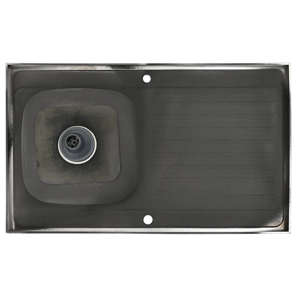 vidaXL Zlew kuchenny z ociekaczem, srebrny, 1000x600x155 mm, stal