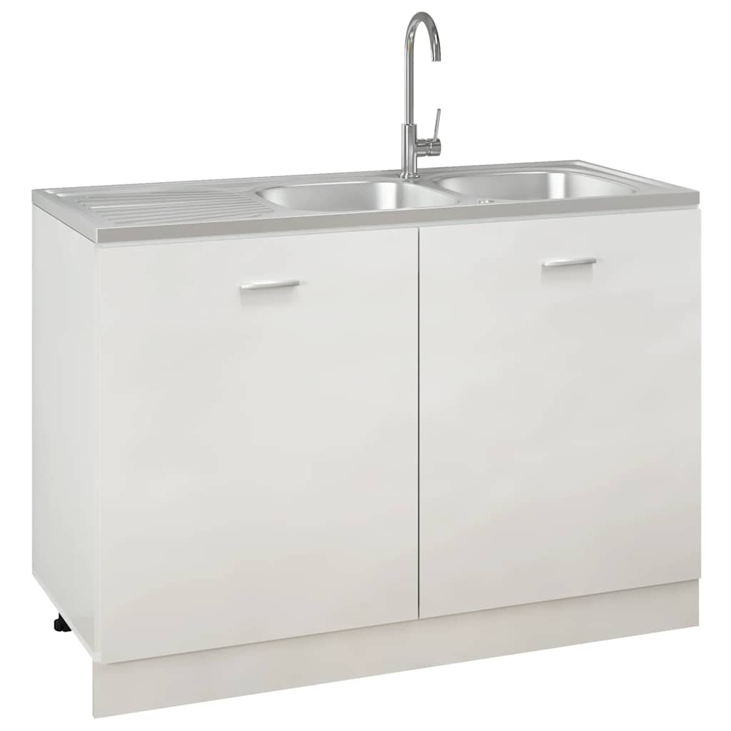 vidaXL Zlew kuchenny dwukomorowy, srebrny, 1200x500x155 mm, stal