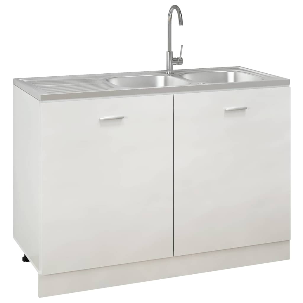 vidaXL Zlew kuchenny dwukomorowy, srebrny, 1200x600x155 mm, stal