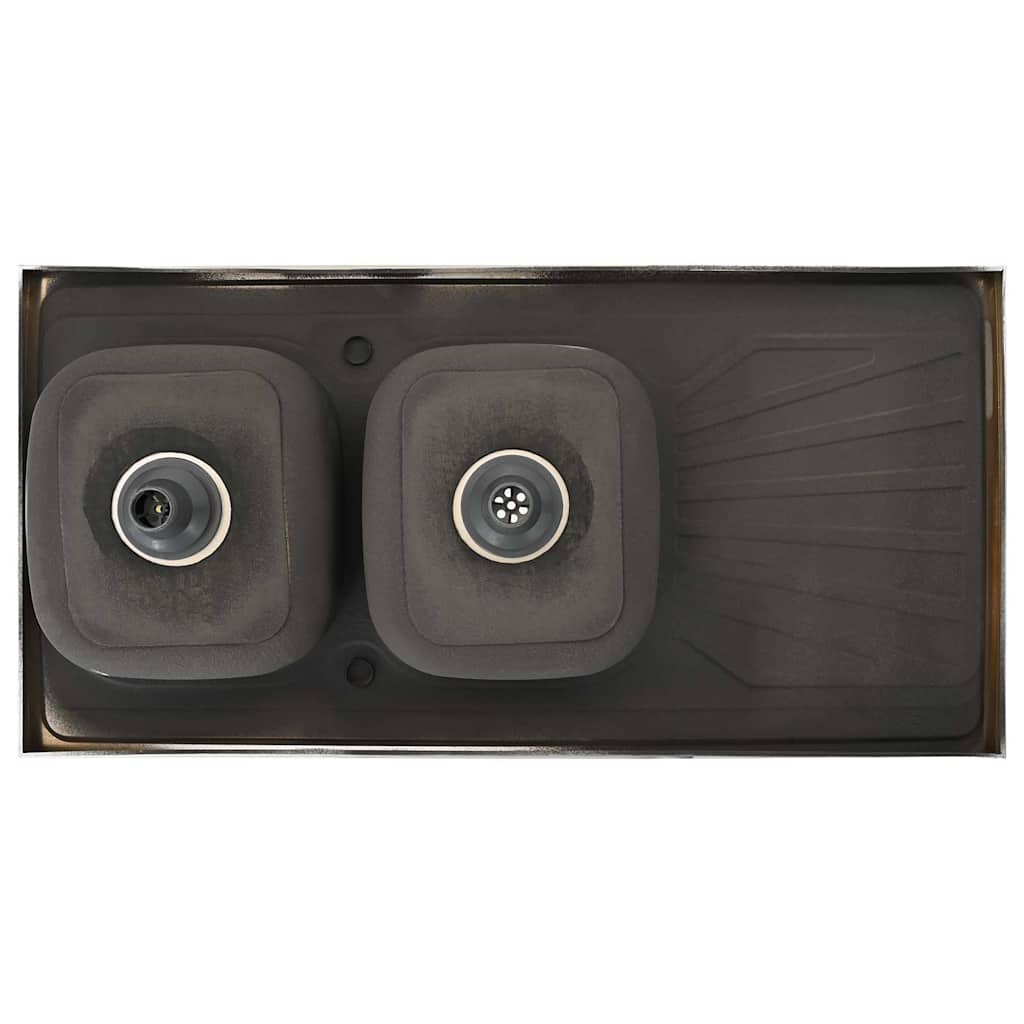 vidaXL Zlew kuchenny dwukomorowy, srebrny, 1200x600x155 mm, stal