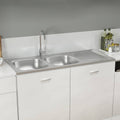 vidaXL Zlew kuchenny dwukomorowy, srebrny, 1200x600x155 mm, stal