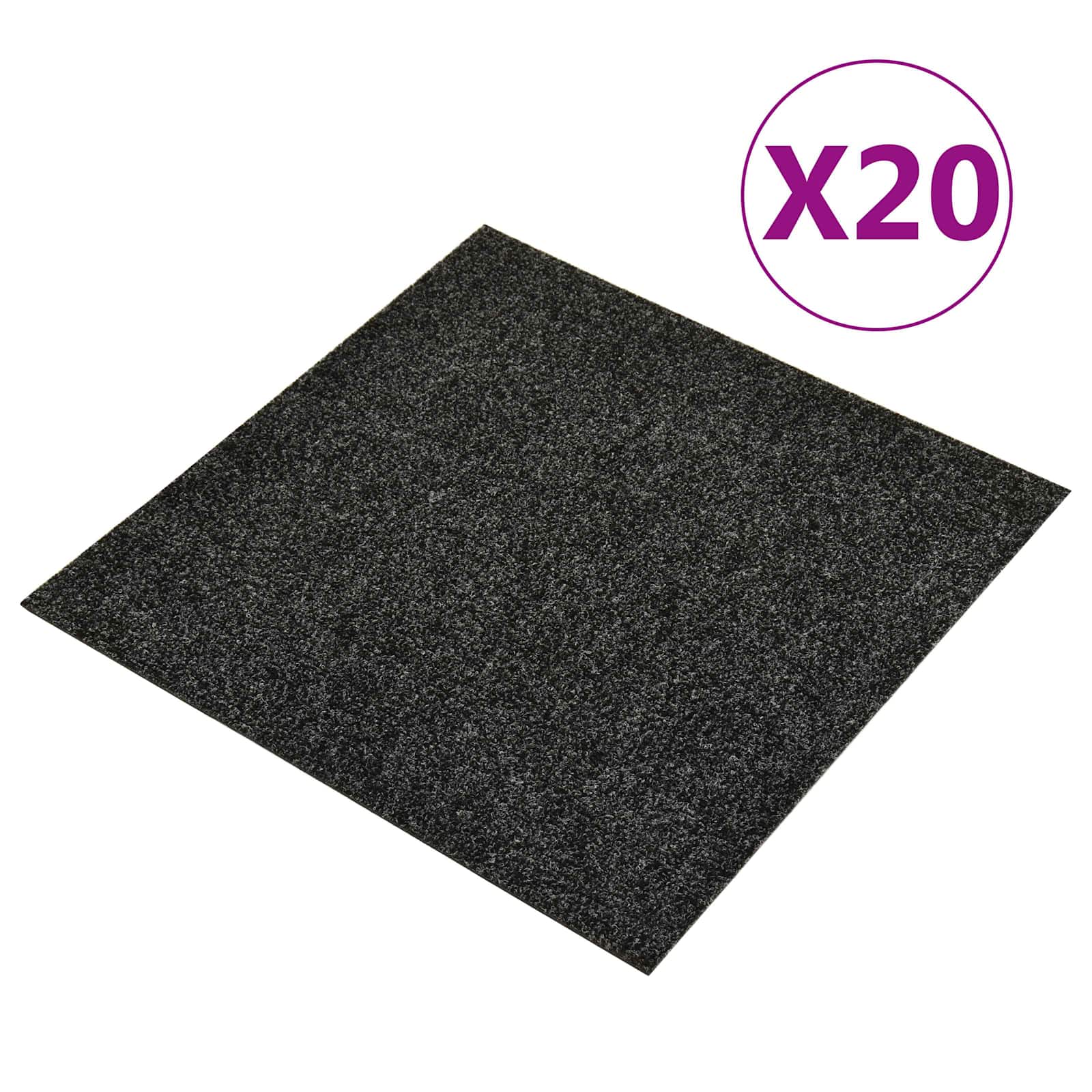 vidaXL Dywan 20 pcs Czarny 50 x 50 cm bitum