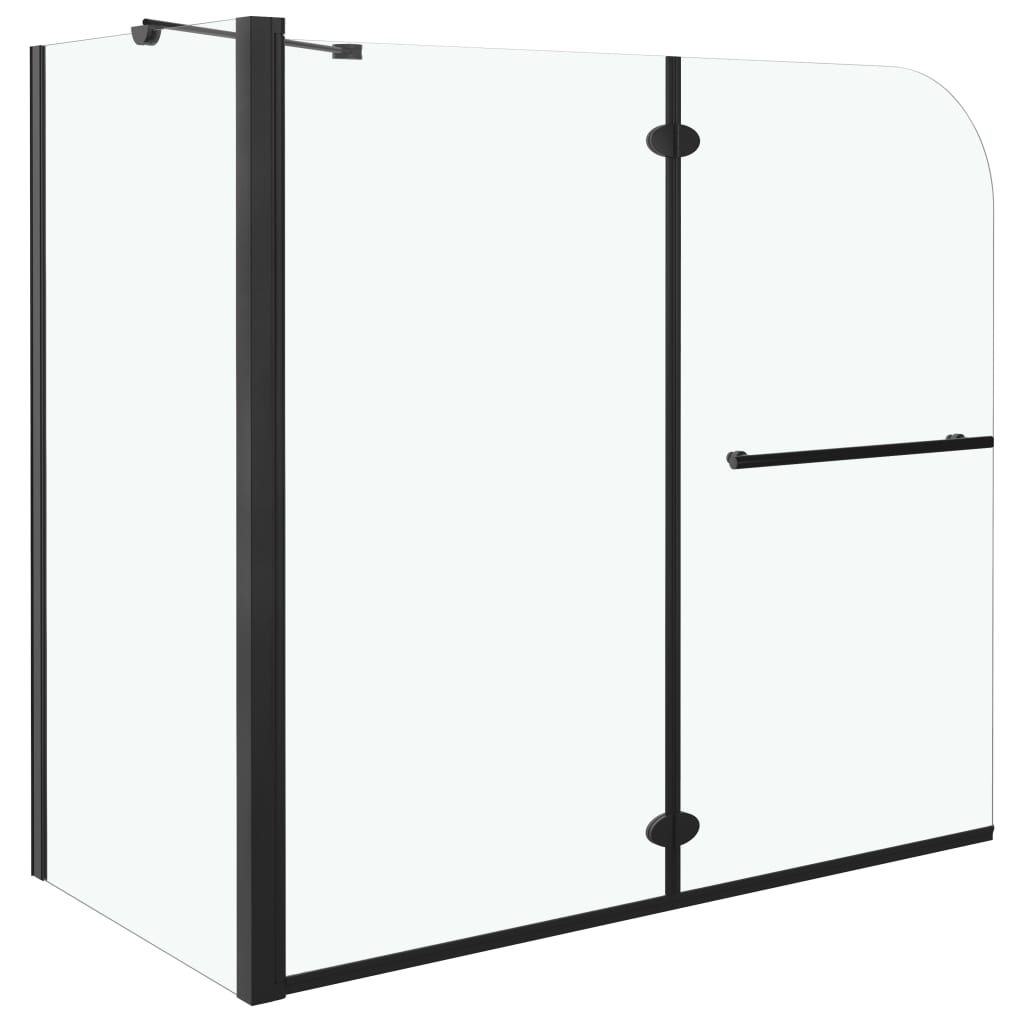 vidaXL Podwójnie składany parawan na wannę, ESG, 120x68x130 cm, czarny