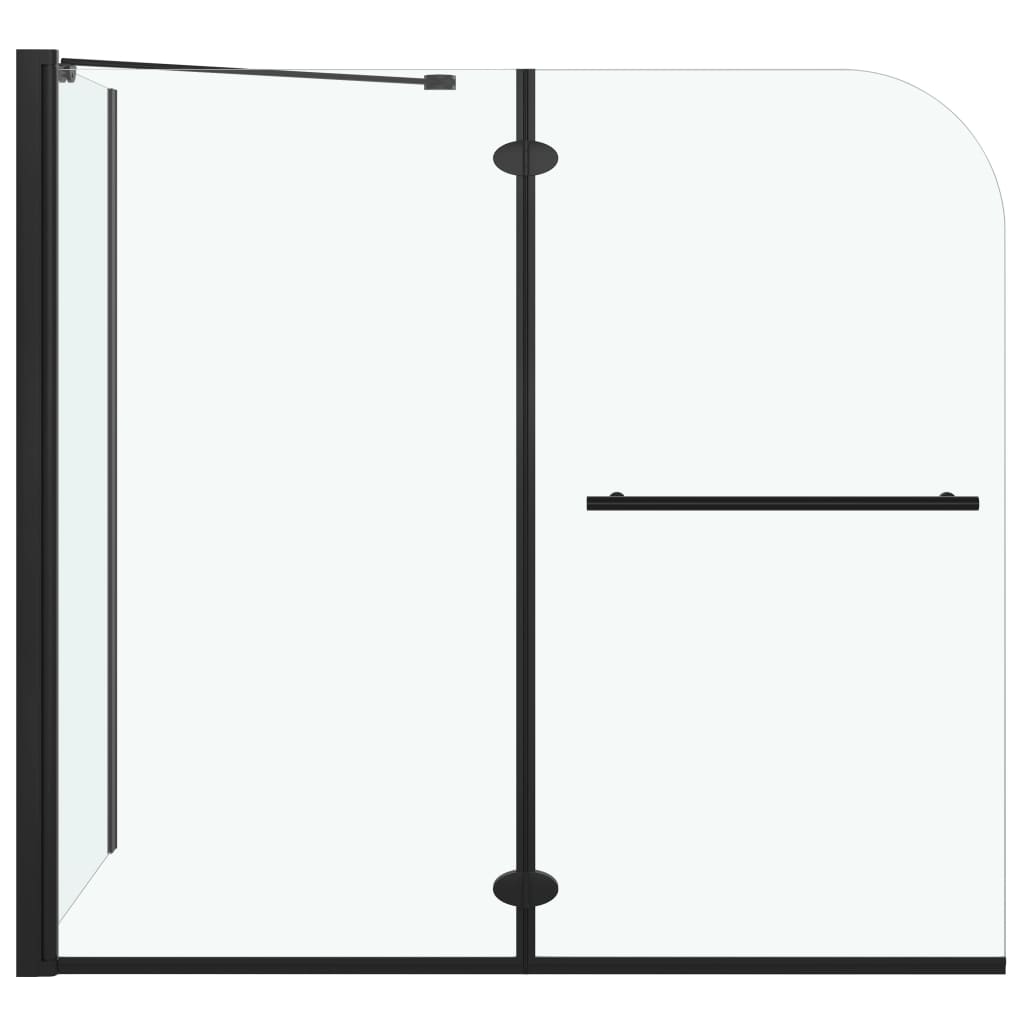 vidaXL Podwójnie składany parawan na wannę, ESG, 120x68x130 cm, czarny
