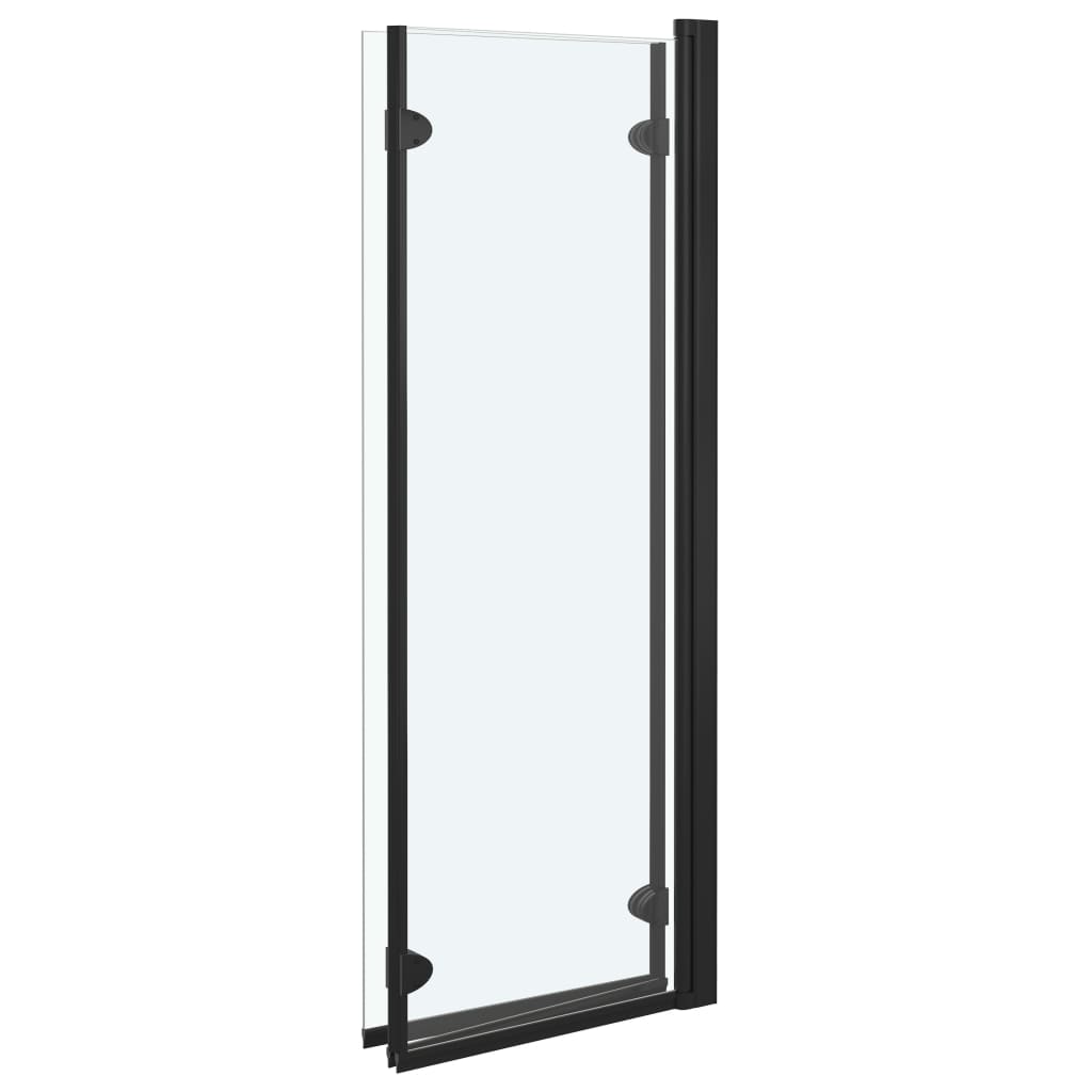 vidaXL Składany parawan nawannowy, 3 panele, ESG, 130x138 cm, czarny