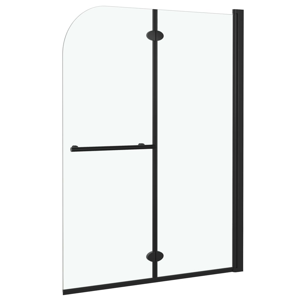vidaXL Składany parawan nawannowy, 2 panele, ESG, 95 x 140 cm, czarny