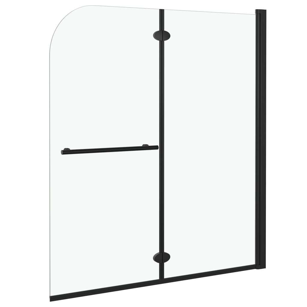 vidaXL Składany parawan nawannowy, 2 panele, ESG, 120 x 140 cm, czarny