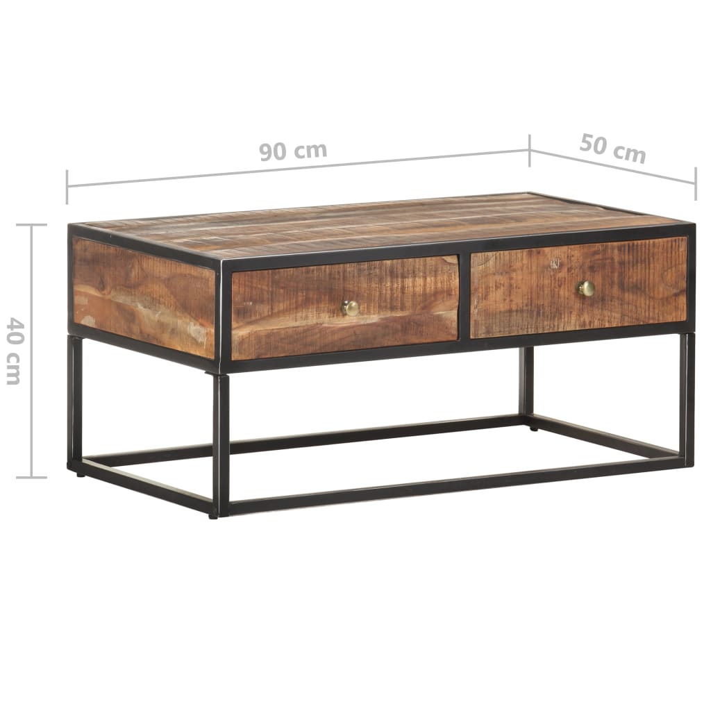 vidaXL Stolik kawowy, 90x50x40 cm, surowe drewno akacjowe