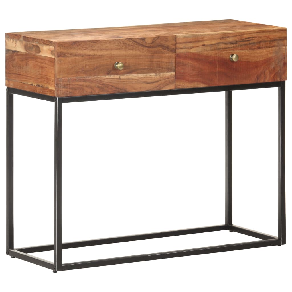 vidaXL Stolik konsola, 90x35x75 cm, surowe drewno akacjowe